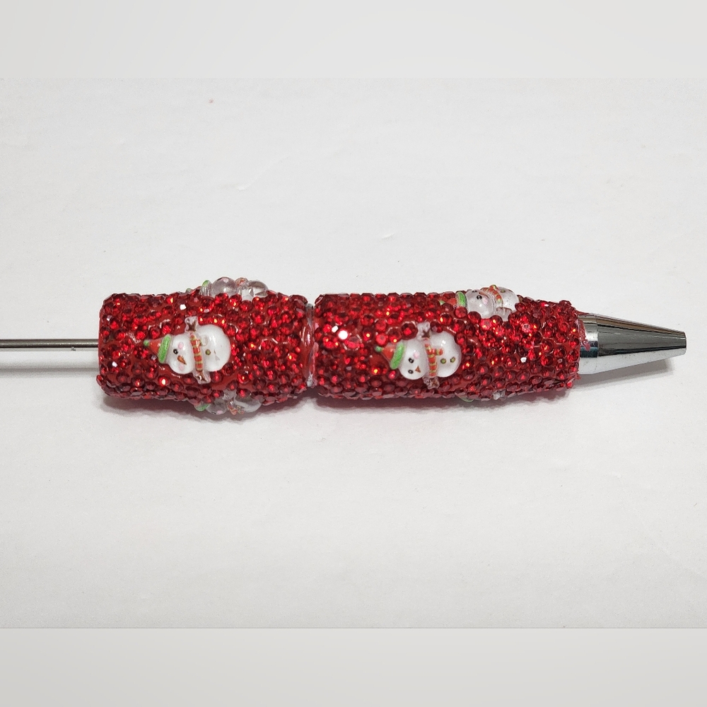 Christmas Rhinestone Beadable Pen Snowman‎  Xmas Beaded Pen Crafts DIY Bead